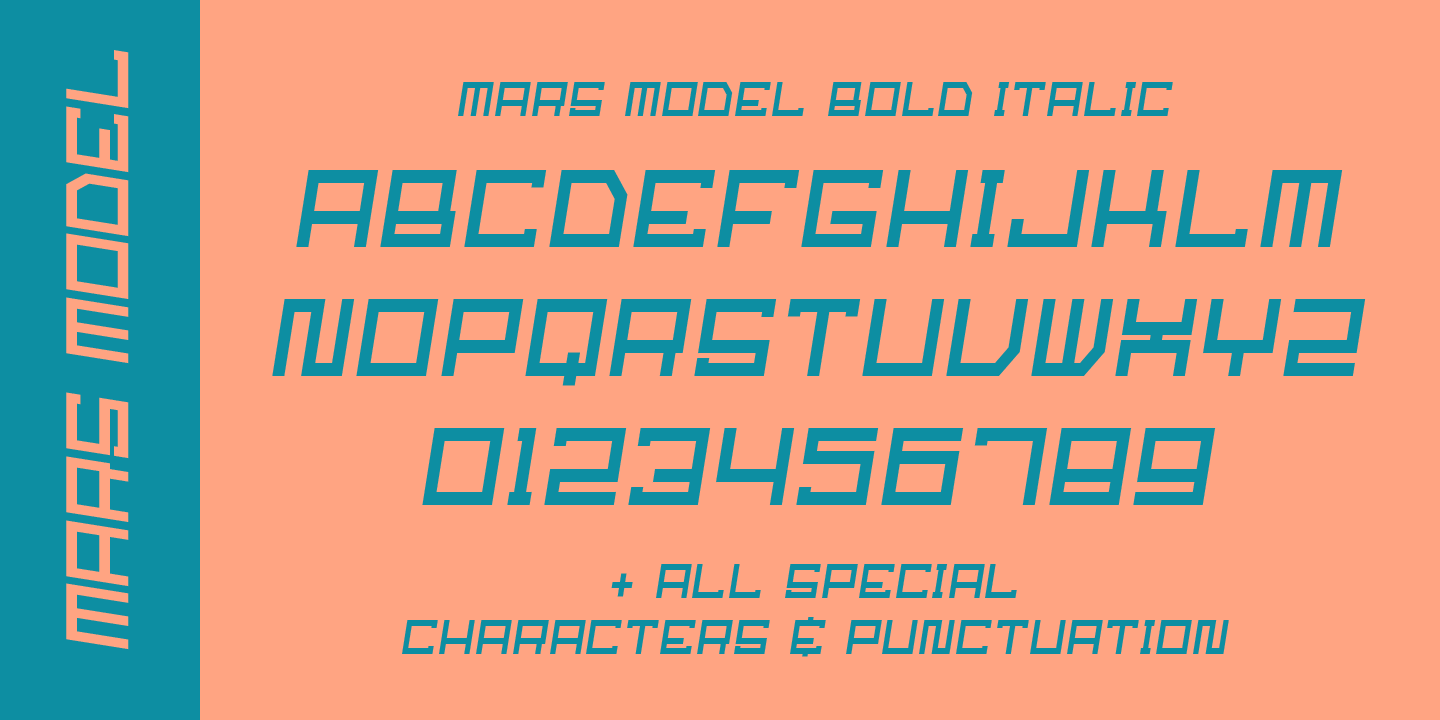 Beispiel einer Mars Model Bold Italic-Schriftart